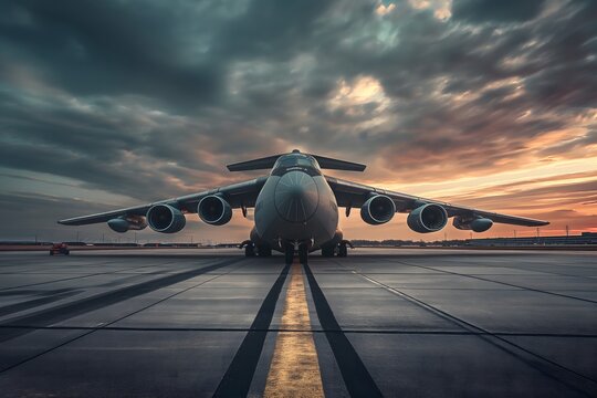C-5 Galaxy large military transport aircraft at the airport