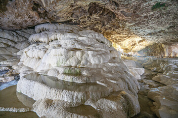 The scenic views of Kaklık cave which is full of dripstones, stalactites and stalagmites. There...