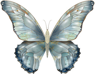 Schmetterling in zarten Blautönen von Hand gemalt