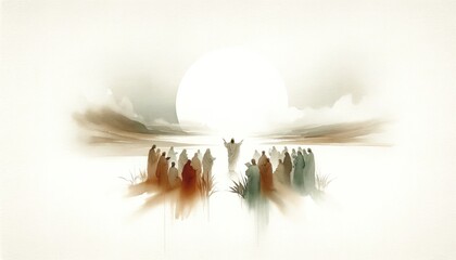  Confession of Peter: Proclamation as Christ. Digital watercolor painting.