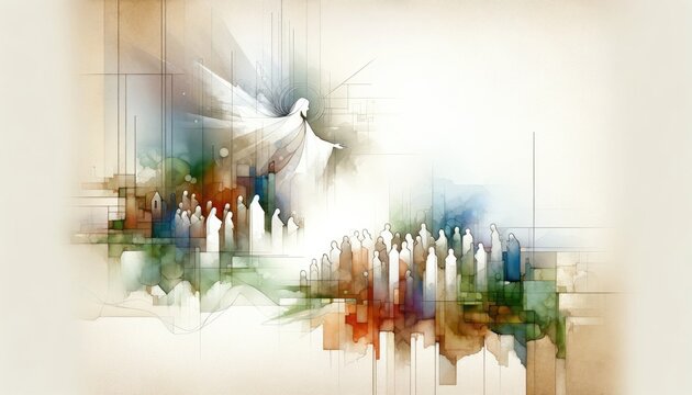  Confession of Peter: Proclamation as Christ. Digital watercolor painting.