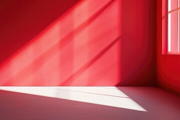 Red studio backdrop with window shadows for product display.