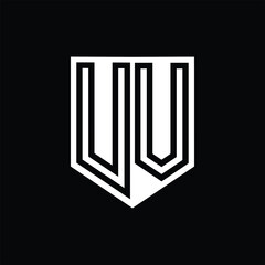 UV Letter Logo monogram shield geometric line inside shield design template