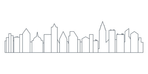 City skyline line black panorama with outline of modern office buildings vector illustration