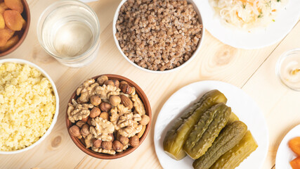 a set of Lenten food for Orthodox Christians during Great Christian Lent.