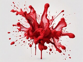 Red Color Ink Stain on White Canvas Wallpaper Background 