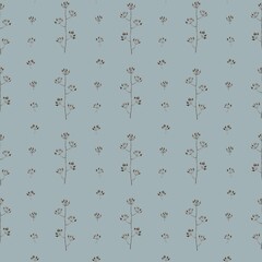 watercolor shabby chic vintage blue beige  floral element seamless pattern wallpaper