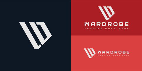 Abstract initial letter WD or DW logo in white color presented with multiple background colors. The logo is suitable for aport apparel brand logo design inspiration templates.
