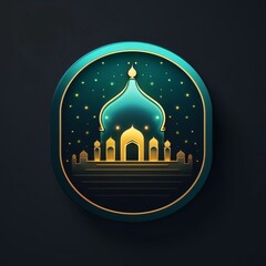 Logo dark mosque symbol. Ramadan as a time of fasting and prayer for Muslims.