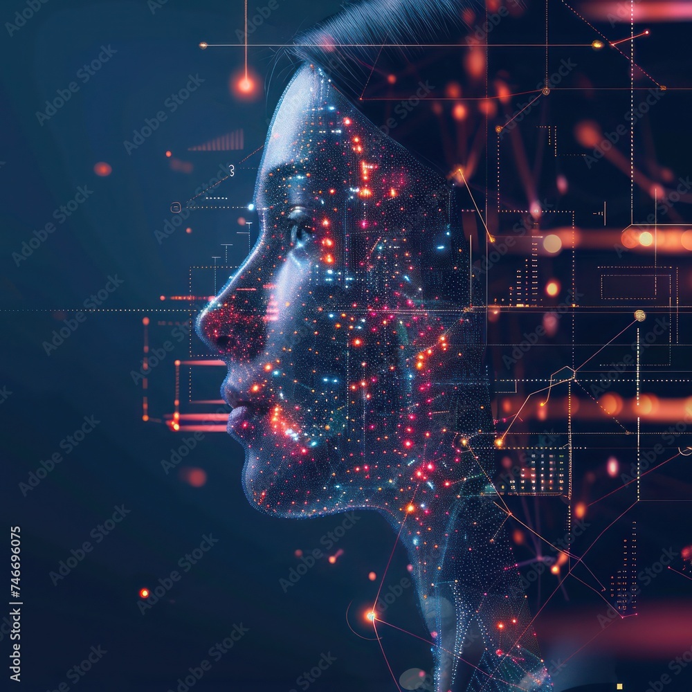 Poster artificial intelligence and network concept
