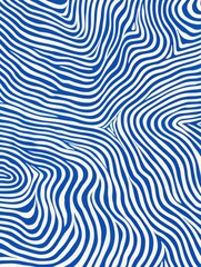Blue and White Wavy Pattern. Printable Wall Art.
