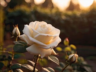 White rose in the sunset light