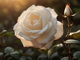 White rose in the sunset light