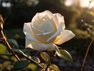 White rose in the sunset light