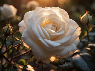 White rose in the sunset light
