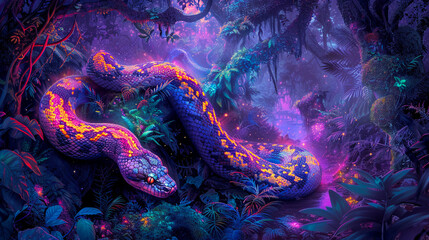 Colorful Dreamscapes of anacondas, Exotic Surrealism in the Amazon