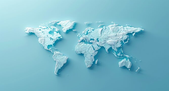 Fototapeta 3D world map illustration  