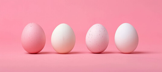 Dreamy Pop Art, Minimalist Eggs in White and Pink