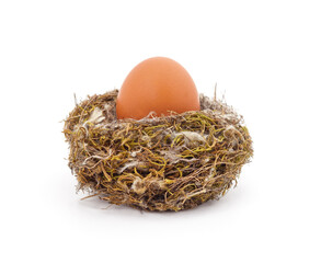 Big egg in a small nest.
