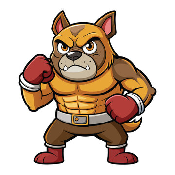 Brown Bulldog Boxer Cartoon Illustration