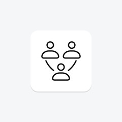 Community Management icon, community, engagement, involvement, influencer line icon, editable vector icon, pixel perfect, illustrator ai file