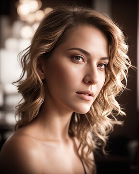 Portrait of a beautiful blonde lovely girl model