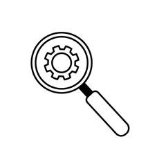 illustration icon vector graphic of setting under magnifying glass ,line sign on white beckground