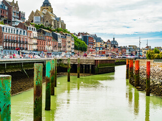 Scenic view of Le Treport al low tide, a traditional fishing village with colorful houses in Normandy, Northern France
- 746702067