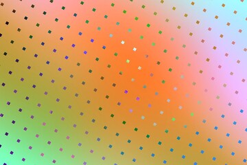 Graficzne rozmyte tło w pomarańczowo zielonej kolorystyce z geometrycznym deseniem małych kolorowych kwadratów - abstrakcyjne tło, tekstura, gradient