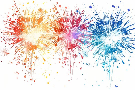 A dazzling moment captured, with fireworks exploding in a myriad of colors against a pristine white background, adding a touch of magic to a birthday celebration.