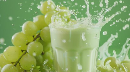 fitness challenge advertisement promoting green grape milk as part of a healthy lifestyle transformation