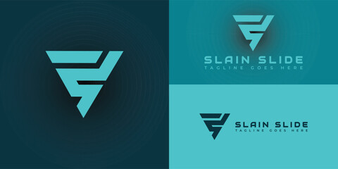 Naklejka premium abstract initial letter S and A logo in blue cyan color isolated in multiple blue backgrounds applied for sports apparel brand logo also suitable for the brand or company that has initial SA or AS