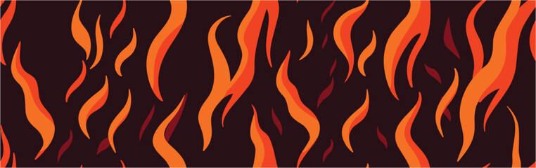 Illustration in comic cartoon design. Vector fire. Cartoon flame border. Vector fire flames. Place for text. Decorative pattern flame. Fire iconFire symbol. Seamless.