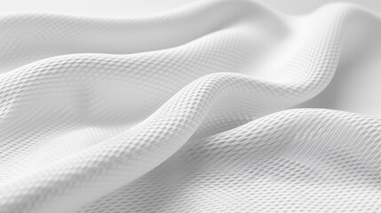 Detailed macro shot revealing intricate white fabric fiber microstructure for background display - obrazy, fototapety, plakaty