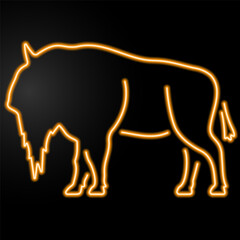 Fototapeta premium buffalo neon sign, modern glowing banner design, colorful modern design trend on black background. Vector illustration.