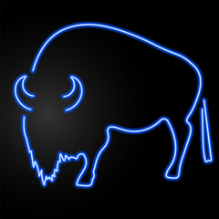 buffalo neon sign, modern glowing banner design, colorful modern design trend on black background. Vector illustration.