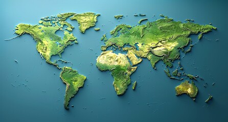 3D world map illustration	
