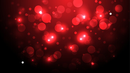 red bokeh in the shape of hearts on red background. Celebrating Valentine's day. © sharifa