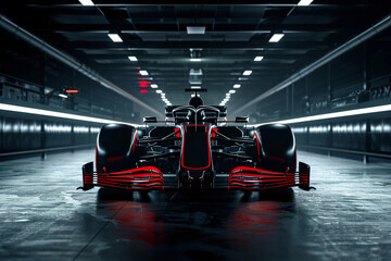 Sillouette front view of new formula one car  for  launching new f1 car