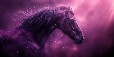 Obraz na płótnie Canvas Pferd mit lila Farbe