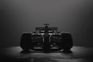 Tableaux ronds sur aluminium F1 Sillouette front view of new formula one car  for  launching new f1 car
