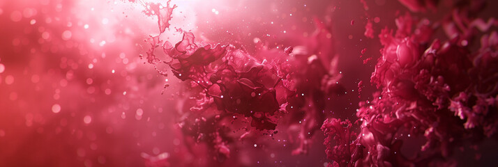 Vibrant abstract crimson explosion with dynamic fluid elements, perfect for a dramatic backdrop. - obrazy, fototapety, plakaty