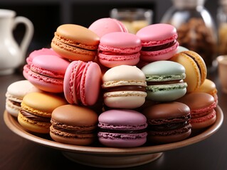 Obraz premium Colorful macaroons on a white background.