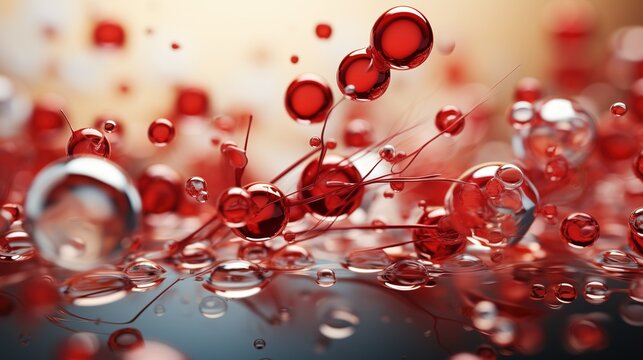 cell bubbles and cells float free download, in the style of red and maroon, scattered composition, white background, flowing fabrics, medical themes, poured, captivating