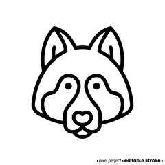 Husky head thin line icon. Dog breed. Editable stroke. Vector illustration.