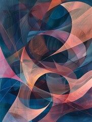Obraz premium Blue and Pink Swirl Painting. Printable Wall Art.