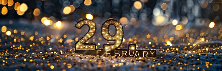 a neon sign with light bulbs saying "29.february" once in four years