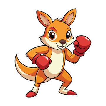 Cute Kangaroo Boxing Vector Illustration