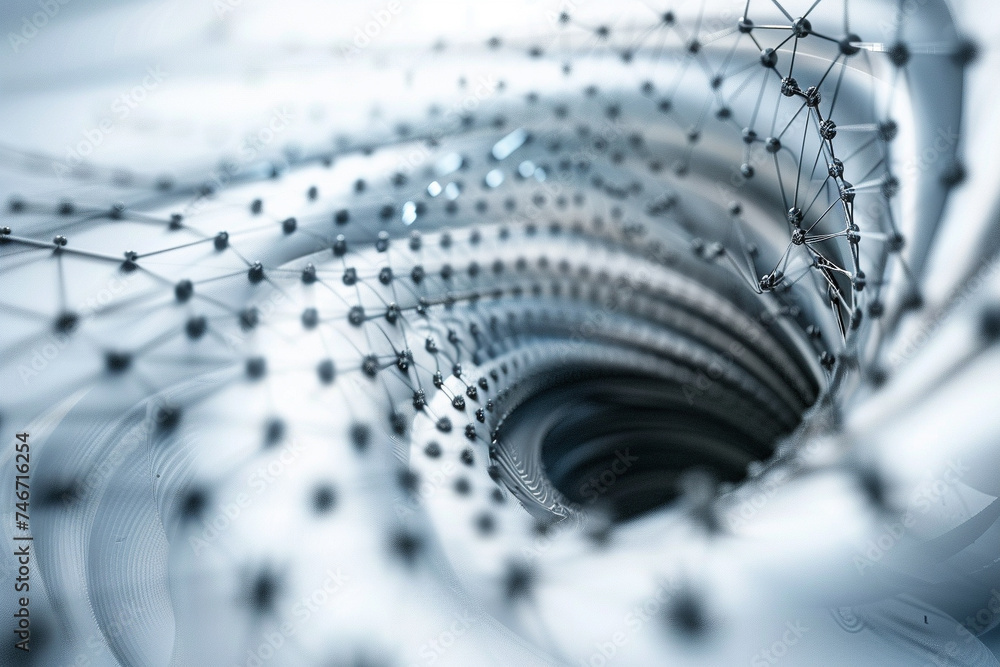 Aufkleber 3d render of a dynamic wireframe vortex pulling objects into its center