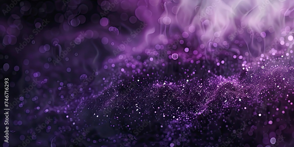 Wall mural dark purple abstract background with silver and white dots and circles. bokeh and the effect of rain